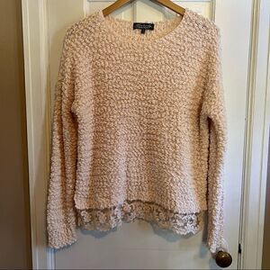 Soft cream pink sweater with lace bottom